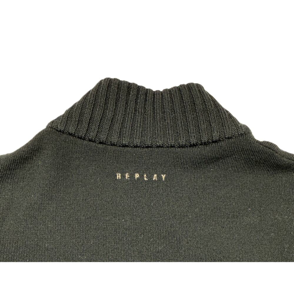 Replay Y2K Wool knitte Black Zip-Through Cardigan M Italy Made - Picture 7 of 10